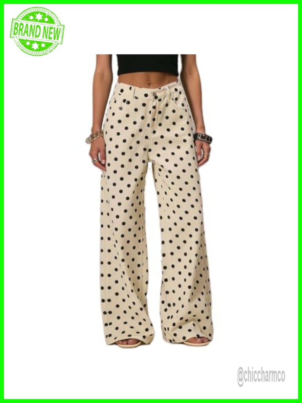 Polka Dot Wide Leg Boyfriend Jeans Low Rise Y2K Denim Pants